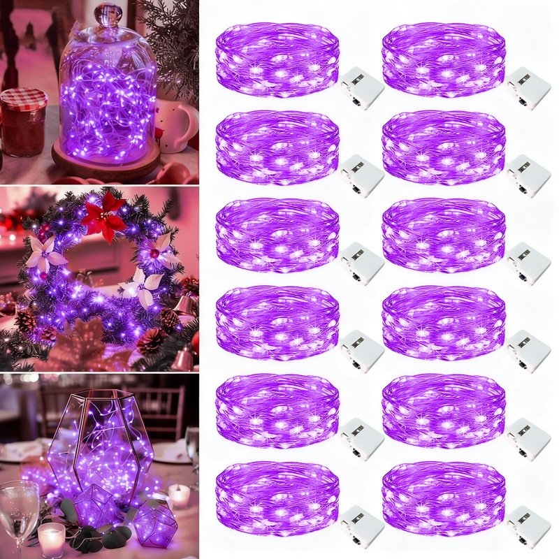 Fairdeer 6 Pack Fairy Lights Battery Operated - 7ft 20 Led Twinkle Lights 3 Modes, Bulk Mini String Lights Waterproof for Halloween Holiday Mason Jars Vases DIY Decoration Christmas-Purple