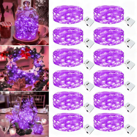 Fairdeer 6 Pack Fairy Lights Battery Operated - 7ft 20 Led Twinkle Lights 3 Modes, Bulk Mini String Lights Waterproof for Halloween Holiday Mason Jars Vases DIY Decoration Christmas-Purple