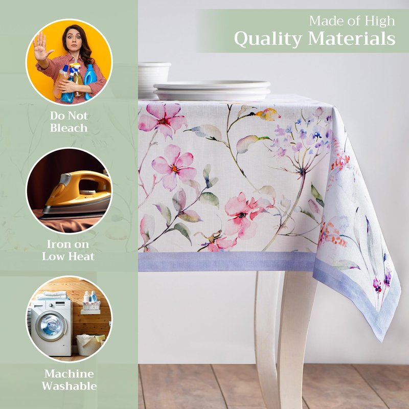 Maison d' Hermine Table Cloth Square Table 100% Cotton 54 x 54 Inches Tablecloth Reusable Decorative for Dining Kitchen Room Farmhouse Home Gifts for Mothers Day Spring Summer - Summer Floral