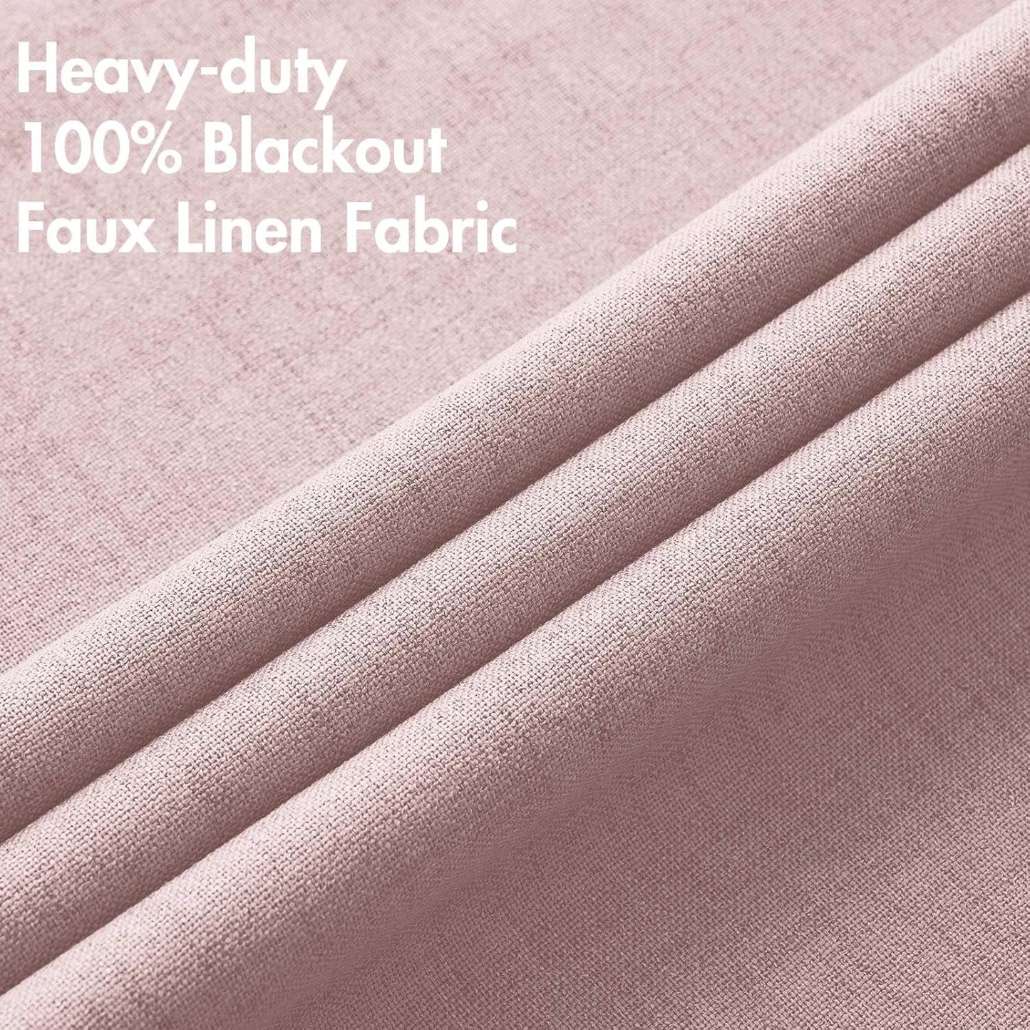 MIULEE Blackout Curtains - 100% Thermal Insulated Linen Texture Drapes | Pink, 52x54 Inch (2 Panels)