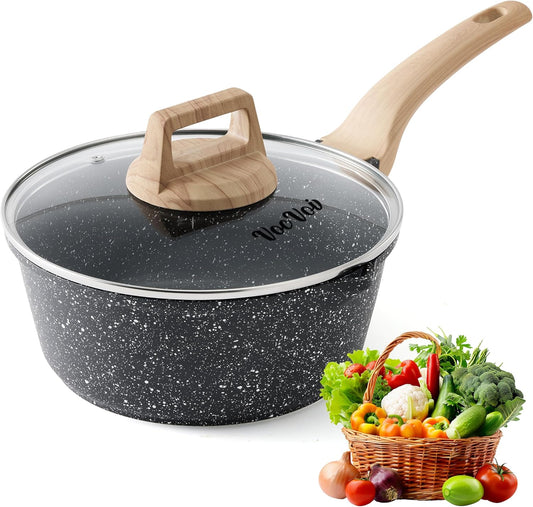Skiennix Non-Stick Sauce Pan with Lid - Lightweight 1.5Qt Cooking Pot for Fast Heating & Induction Compatibility