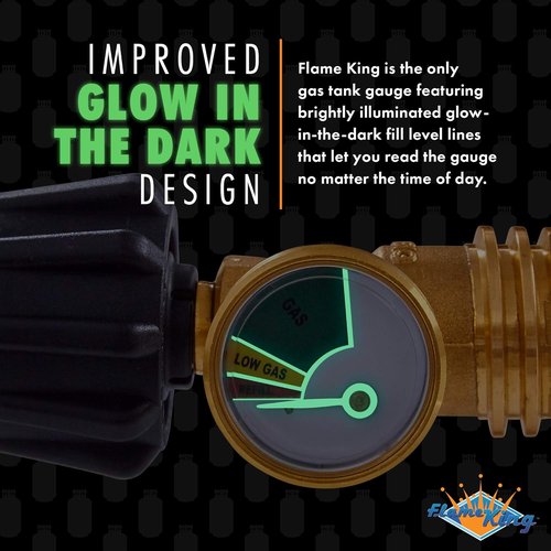 Flame King Propane Tank Gauge - Color-Coded Leak Detector & Pressure Meter | Universal for BBQ, RV, Heater
