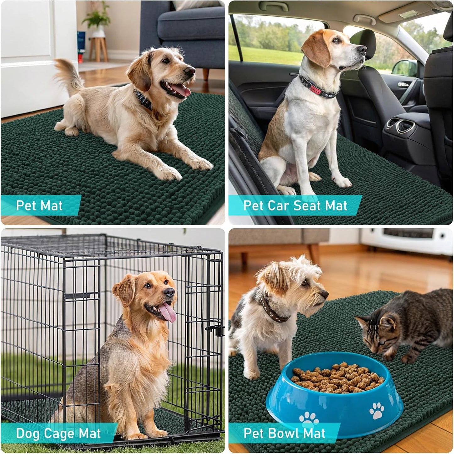 OLANLY Dog Door Mat - Absorbent Non-Slip Washable Doormat for Muddy Paws | 70x24 Blackish Green