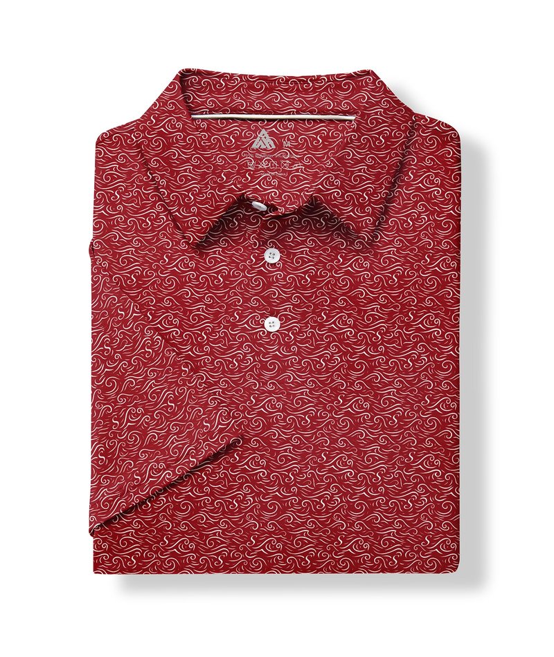 SWISSWELL Mens Golf Shirt Short Sleeve Moisture Wicking Print Polo Shirts for Men Performance Summer Tshirt Red L