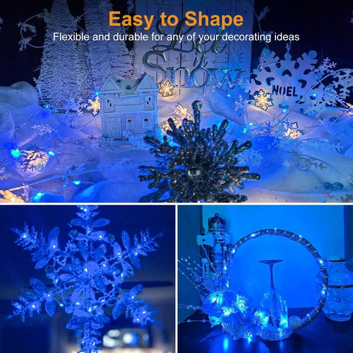 btfarm 30 Pack Fairy Lights Battery Operated [3 Modes], 7ft 20 Led Twinkle Lights String Lights Waterproof Bulk Small Mini Silver Wire for Mason Jars Vases Wedding Table Centerpiece, Blue