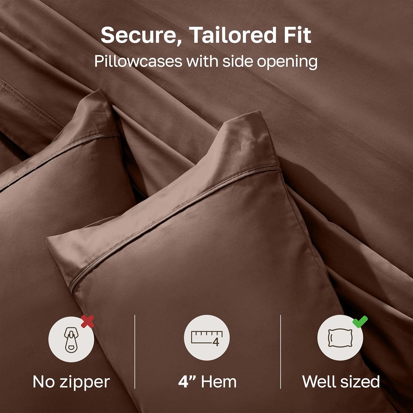 California Design Den Cotton King Pillowcase Set - 400 Thread Count, Soft & Breathable Espresso Brown | Set of 2