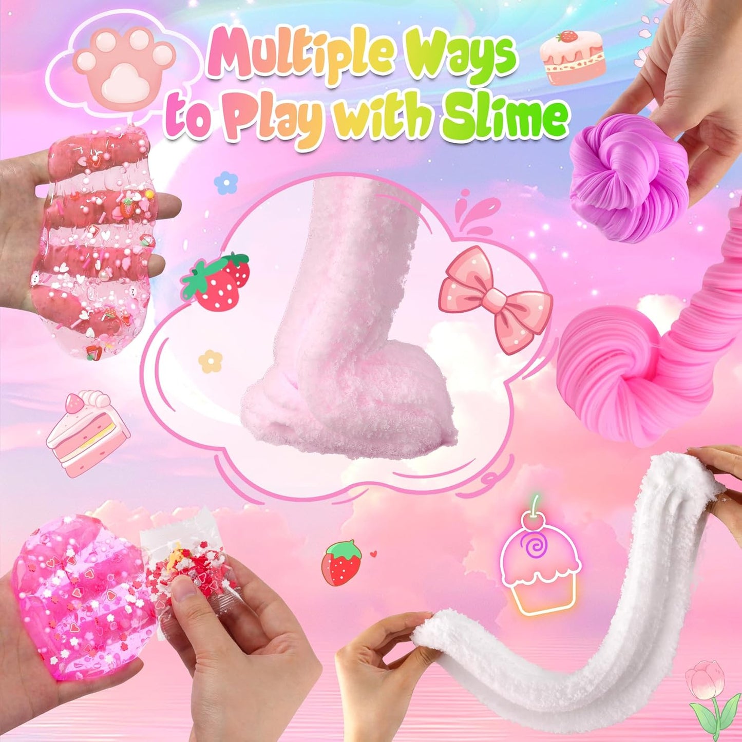 Skiennix 6 Pack Slime Set - Pink Cloud Slime Kit for Kids Ages 8-12 | Perfect Birthday Party Goodie Bag Stuffers