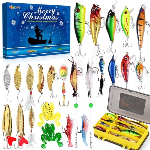 Fishing Advent Calendar 2025 - 24 Days of Fishing Lures | Perfect Xmas Gift for Dad, Men & Teens