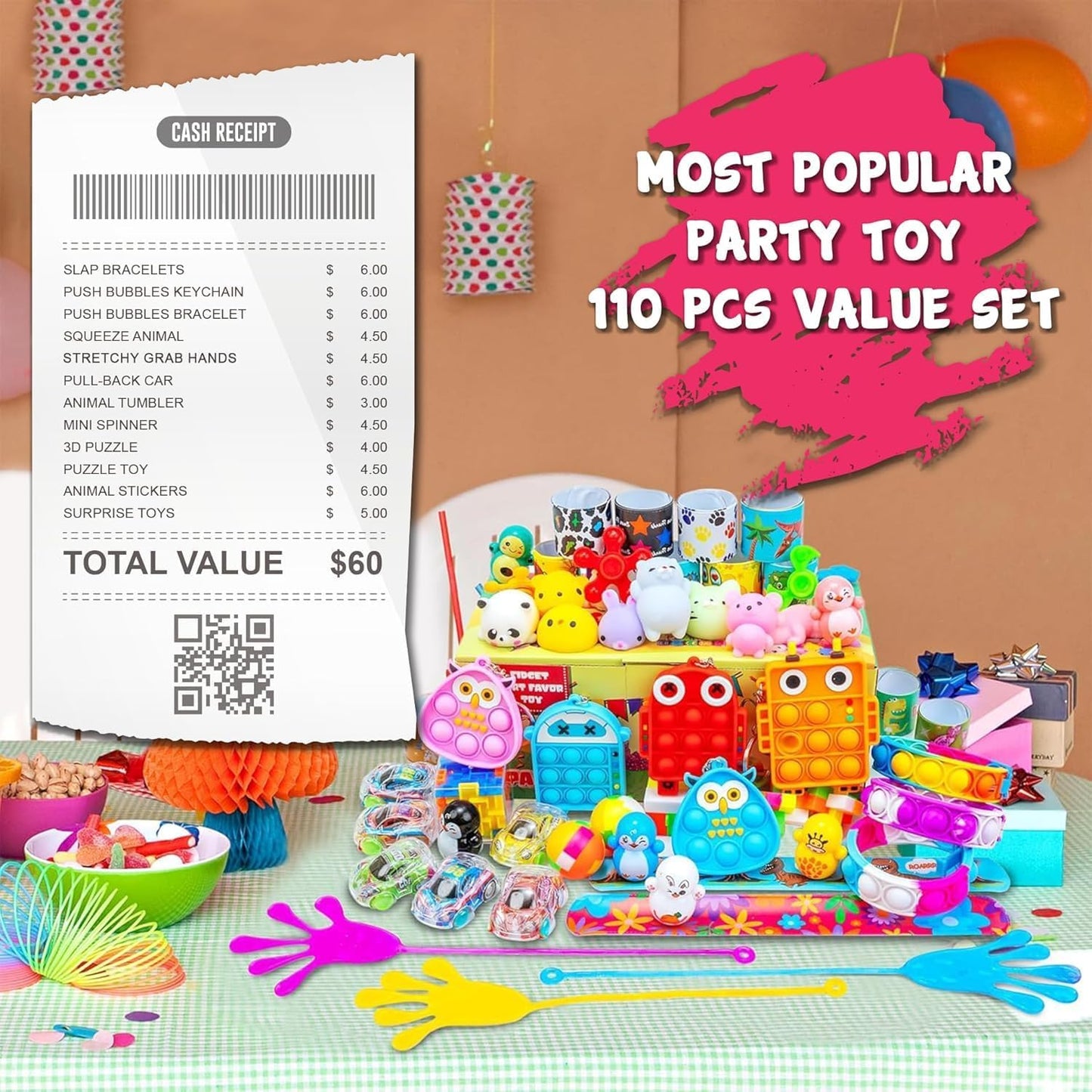 Regine Switzerland 110 PCS Kids Party Favors - Fun Goodie Bag Stuffers & Treasure Box Toys