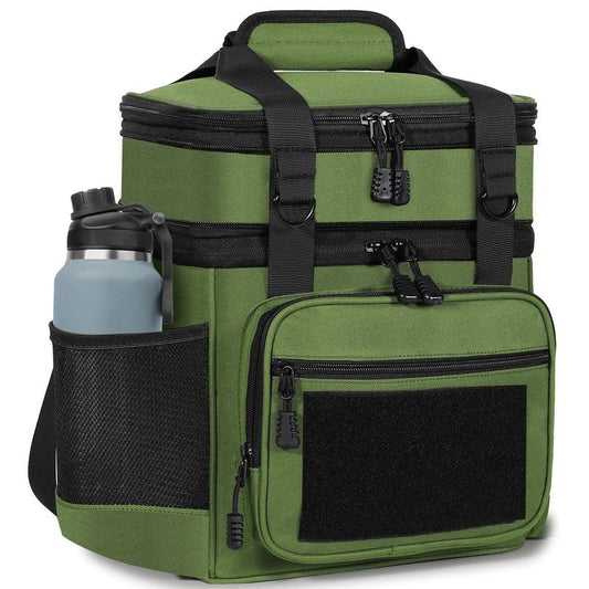 GLENKEY Tactical Lunch Box Cooler Bag - Expandable Insulated Lunch Bag for Men Women - XLarge Lunchbox for Adults Work Shifts Outdoor Trips Army Green 22L