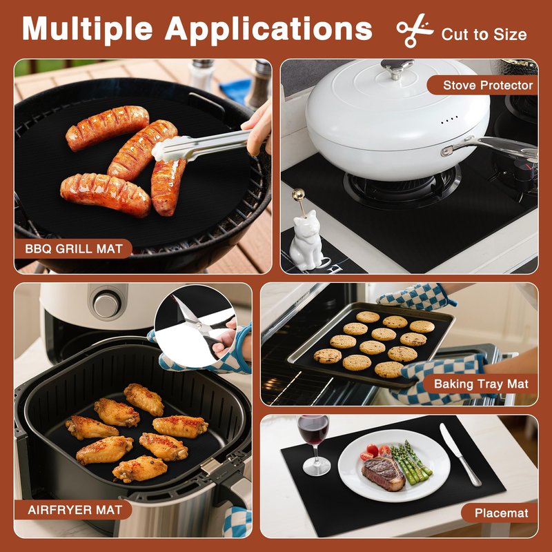 PrettyCare Oven Liners for Bottom of Oven - 3 Pack Large Heavy Duty Mats, 16.25”x23” Non-Stick Reusable Liner for Electric, Gas, Toasters, Grills - BPA & PFOA Free Kitchen Accessory to Keep It Clean