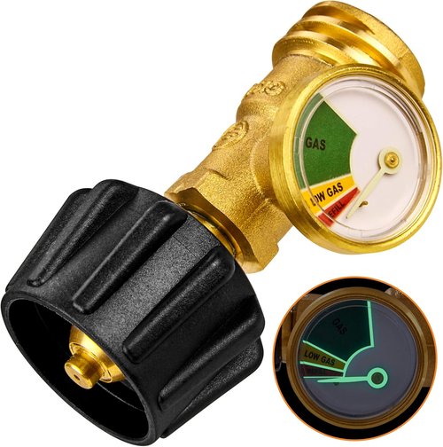 Flame King Propane Tank Gauge - Color-Coded Leak Detector & Pressure Meter | Universal for BBQ, RV, Heater