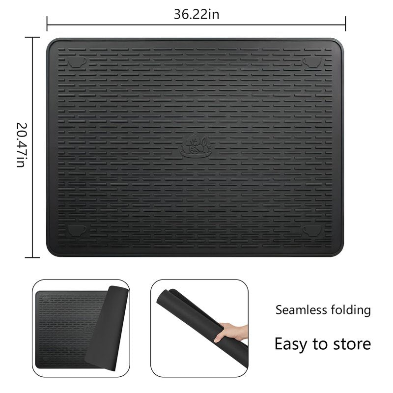Silicone Stove Top Cover Mat, 36"x21" Silicone Electric Stove Top Protector, Heat Resistant Glass Cooktop Cover, RV Cooktop Protector Mat for Counter (Blcak)