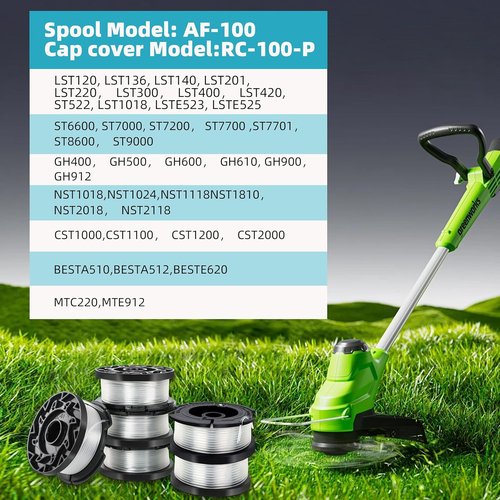 Black and Decker String Trimmer Line - AF-100 Replacement Spool, 30ft 0.065" | 6 Spools, Caps & Springs
