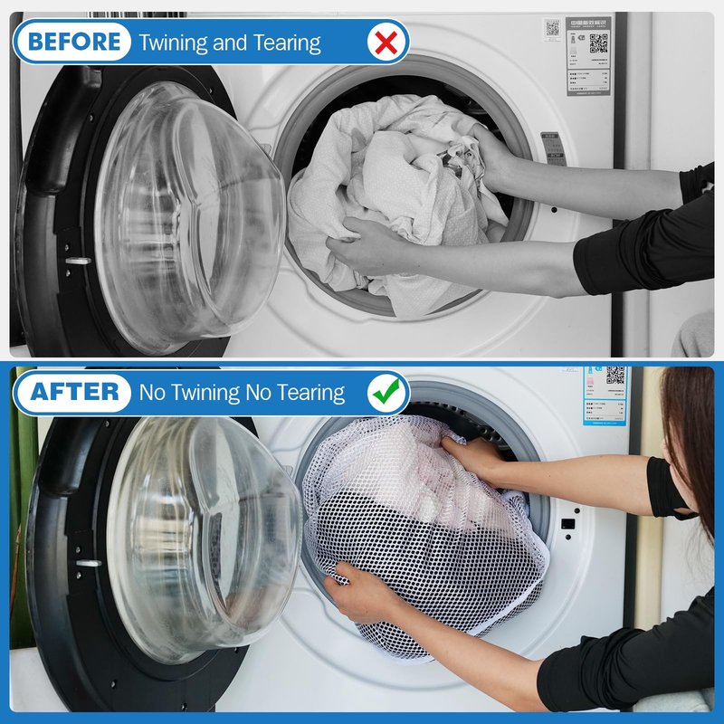 OKAKA 3Pcs Mesh Laundry Bags Washing Machine Mesh Wash Bags Jumbo for Delicates Clothes,Bed Linen,Toys with Drawstring Closure Sturdy(3 XXLarge 28 x 26 Inches)