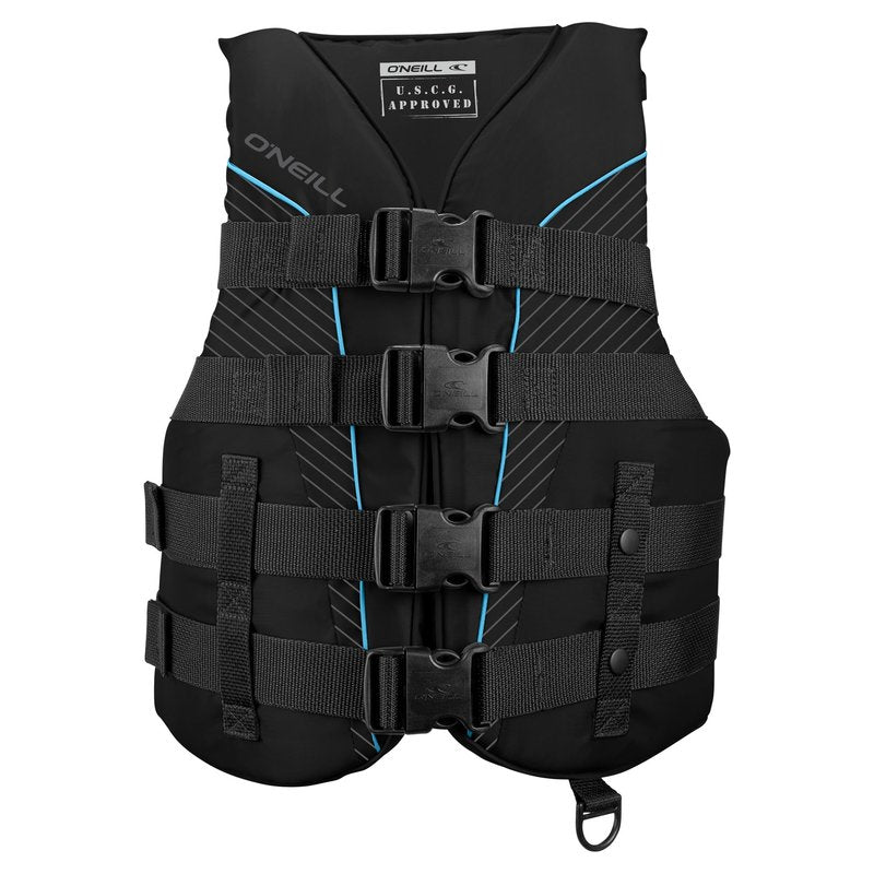 O’Neill Women’s SuperLite USCG Approved Life Vest – Lightweight Women’s Life Jacket for Boating, Wakeboarding, Waterskiing & Your Favorite Water Activities, Black/Black/Black:Turquoise, Medium