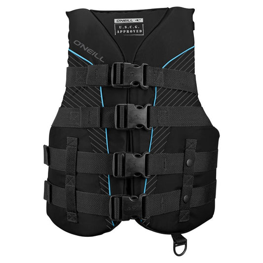O’Neill Women’s SuperLite USCG Approved Life Vest – Lightweight Women’s Life Jacket for Boating, Wakeboarding, Waterskiing & Your Favorite Water Activities, Black/Black/Black:Turquoise, Medium