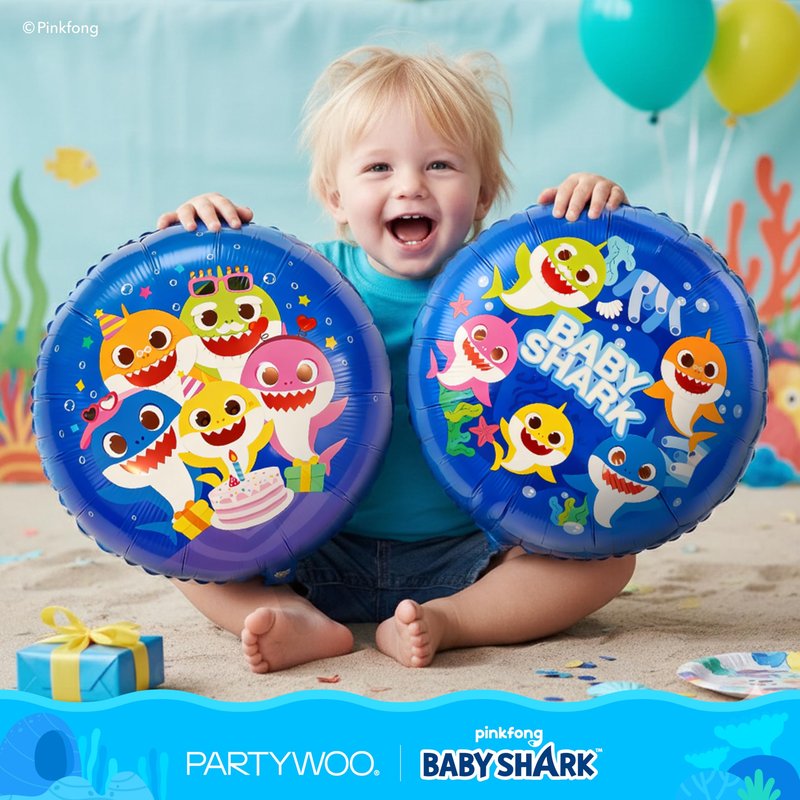 PartyWoo Baby Shark Blue Foil Number 2 Balloon 5pcs 40 18 Inch Blue Round Star Mylar Helium Birthday Balloons for Boys and Girls Baby Shark Under the Sea Ocean Kids Second Birthday Party Decorations