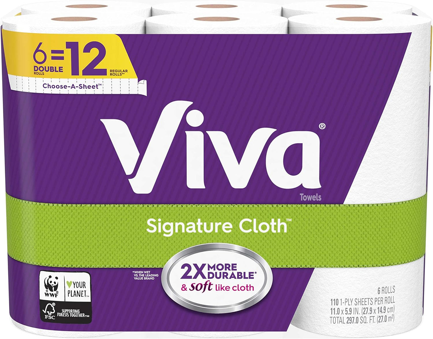 Viva Signature Cloth Paper Towels - Soft & Strong Kitchen Towels, White | 6 Count