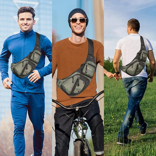 QAZWSXE Mens Sling Bags Crossbody,Shoulder Bag for Men,Men Crossbody Bags for Hiking Traveling Outdoors Green