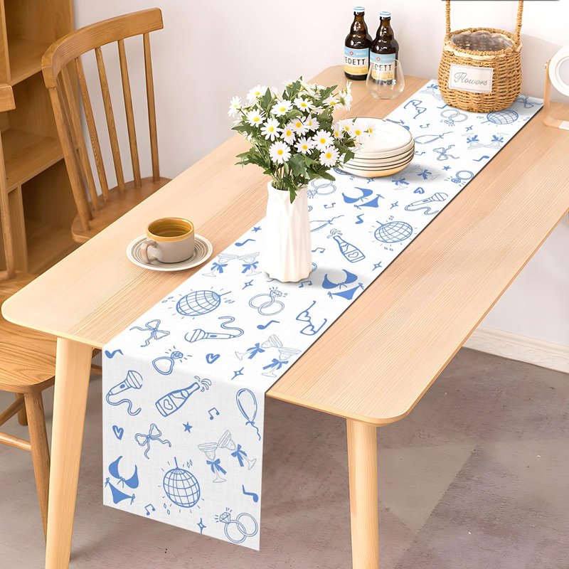 Pudodo Mamma Mia Table Runner Italian Themed Bachelorette Party Last Disco Wedding Bridal Shower Kitchen Dining Room Home Decoration (13" x 72")