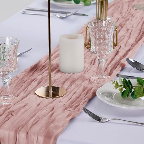 flohar 6 Pack Cheesecloth Table Runner 9ft,17 x 108 inch Gauze Table Runner Rustic Romantic Wedding Runner for Wedding Bridal Shower Fall Decoration,Dusty Pink
