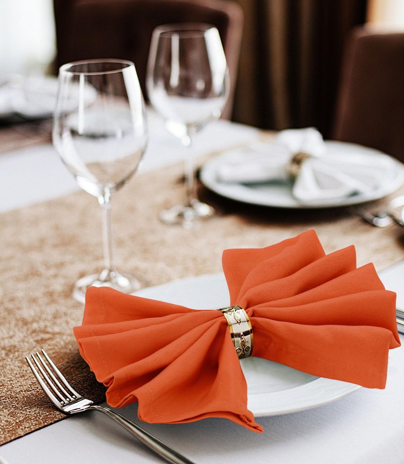 Utopia Home [24 Pack, Orange] Cloth Napkins 17x17 Inches, 100% Polyester Hemmed Edges, Washable and Reusable Ideal for Halloween, Thanksgiving, Parties, Weddings and Dinners