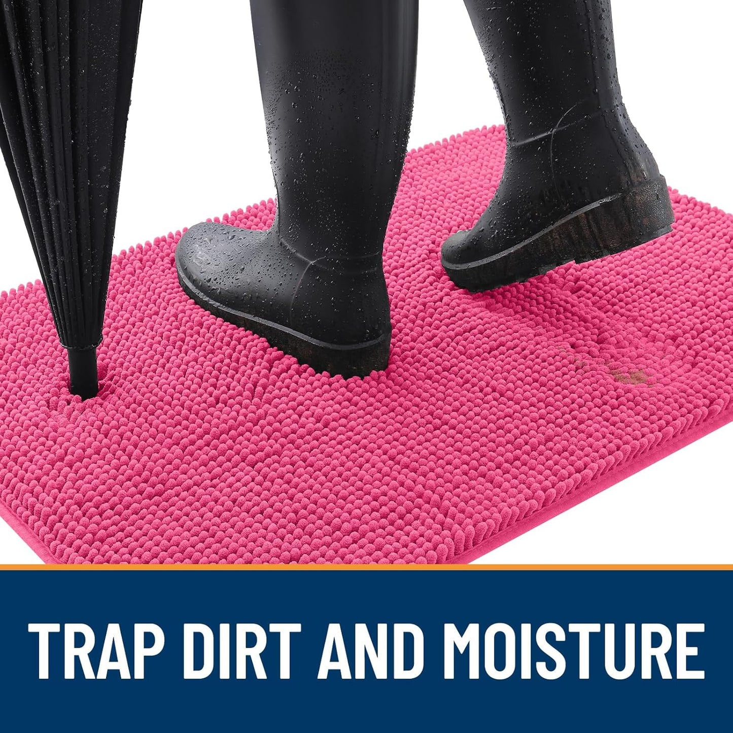 OLANLY Dog Door Mat - Absorbent Non-Slip Washable Doormat for Muddy Paws | 34x21 Hot Pink
