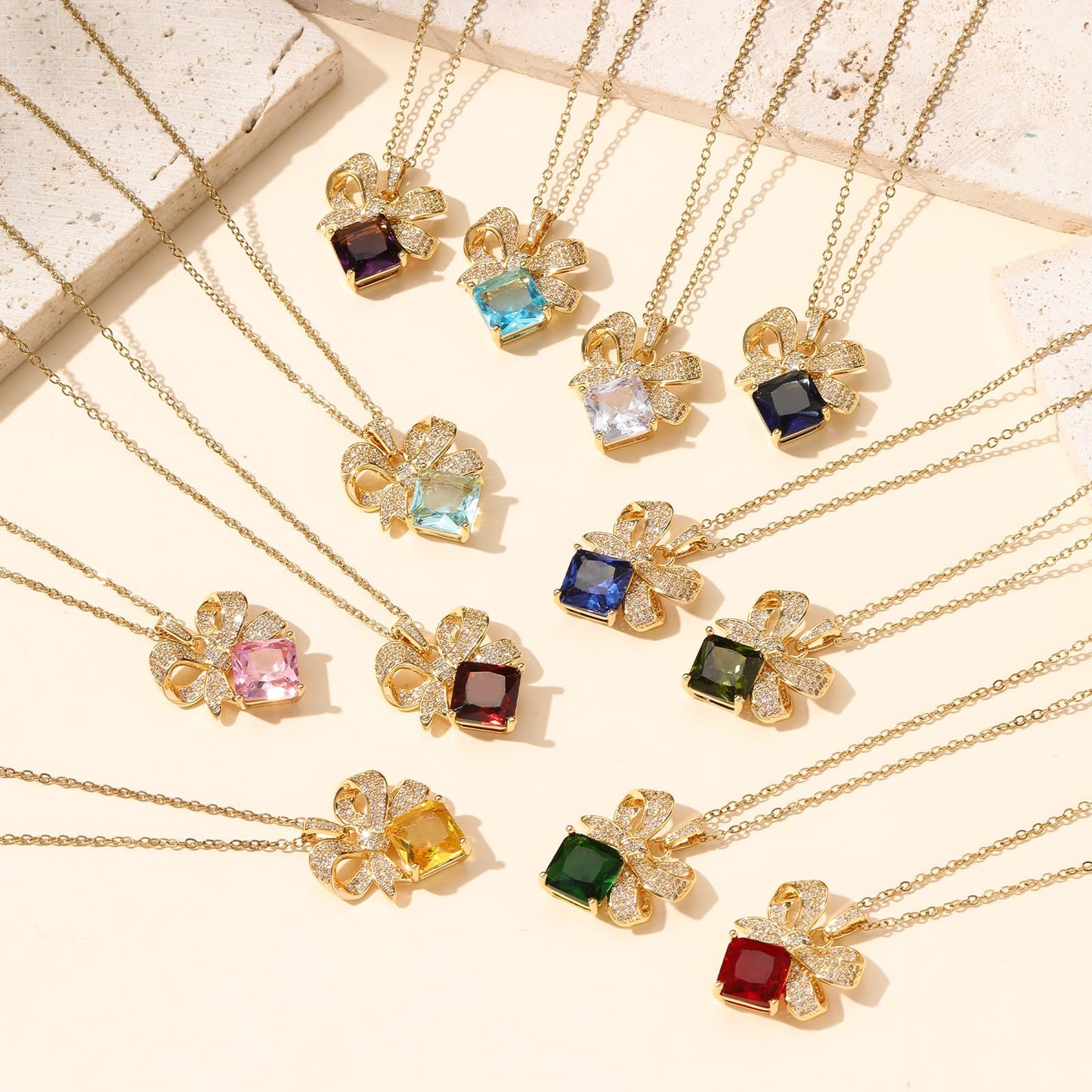 Purple Baroque Square February Birthstone Amethyst Bow Necklace for Women-Gold Plated Amethyst Pendant Waterproof Non Tarnish Maximalist Jewelry Necklace Birthday Valentines Day Mother's Day Christmas Thanksgiving Gifts