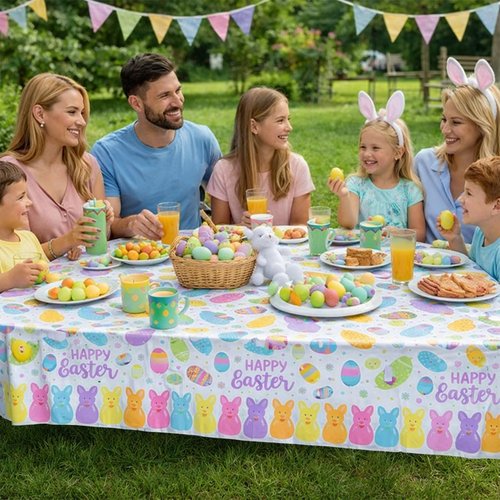 Enpato Easter Tablecloth Plastic 3 Pcs Colorful Eggs Table Cloth 54x108 Inch Disposable Decorations Rectangle Spring Easters Egg Table Cover for Easters Tables for Spring Easter-Themed Party (Easter)