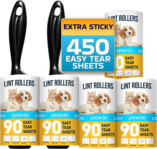 Skiennix Lint Rollers - Effective Pet Hair Remover for Couch, Clothes & Furniture | 5 Large Sticky Rollers