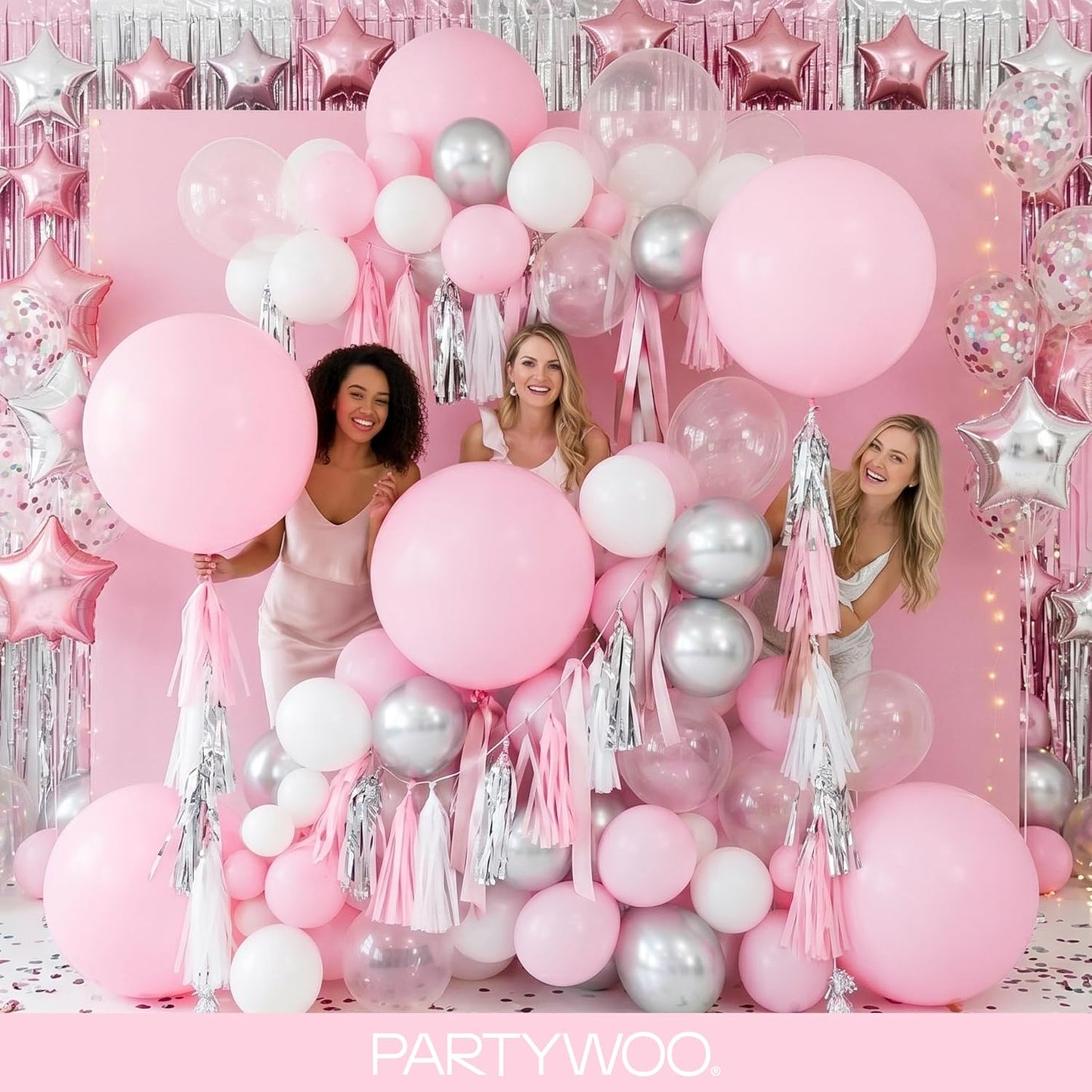 PartyWoo Light Pink Balloons - 120-Piece Pastel Balloon Arch Kit for Baby Showers & Birthdays | 5-18 Inch Sizes