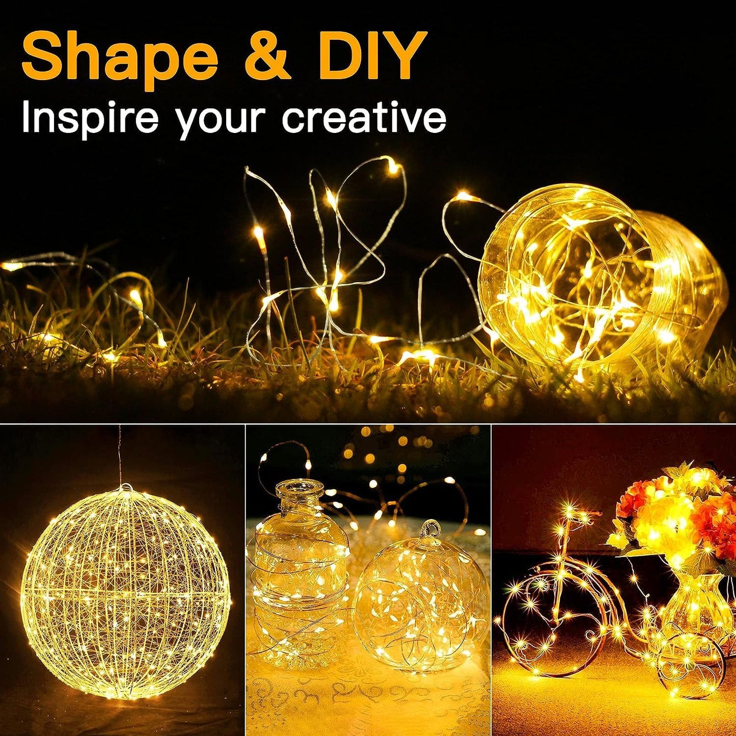 Skiennix 6 Pack Battery Operated Fairy Lights - 7ft 20 LED Mini Twinkle String Lights | Warm White Silver Wire for Weddings & Parties