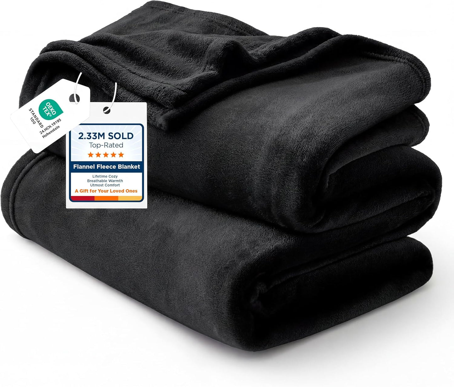 Bedsure GentleSoft Fleece Throw Blanket - XL 300GSM Plush & Cozy for Bed, Sofa, Travel | Black 50x70 Inches