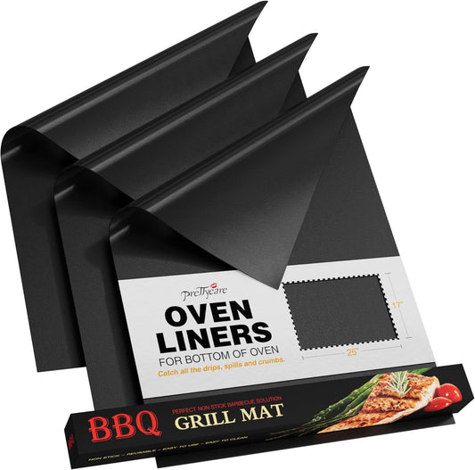 PrettyCare Oven Liners - Heavy Duty Non-Stick Mats, 3 Pack 16.25”x23” | BPA & PFOA Free Kitchen Accessory