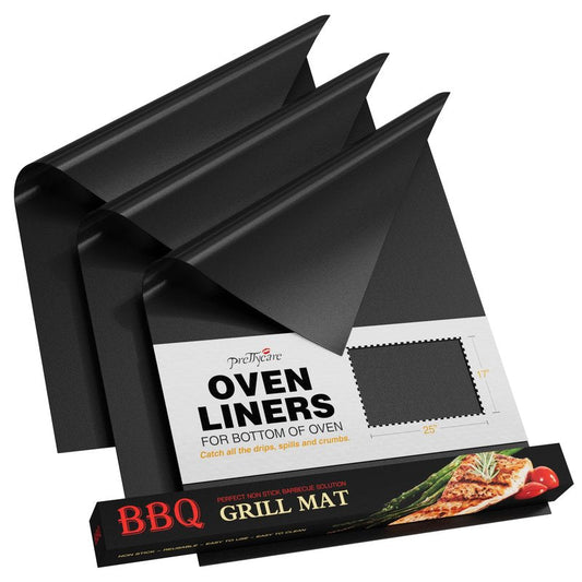 PrettyCare Oven Liners for Bottom of Oven - 3 Pack Large Heavy Duty Mats, 16.25”x23” Non-Stick Reusable Liner for Electric, Gas, Toasters, Grills - BPA & PFOA Free Kitchen Accessory to Keep It Clean