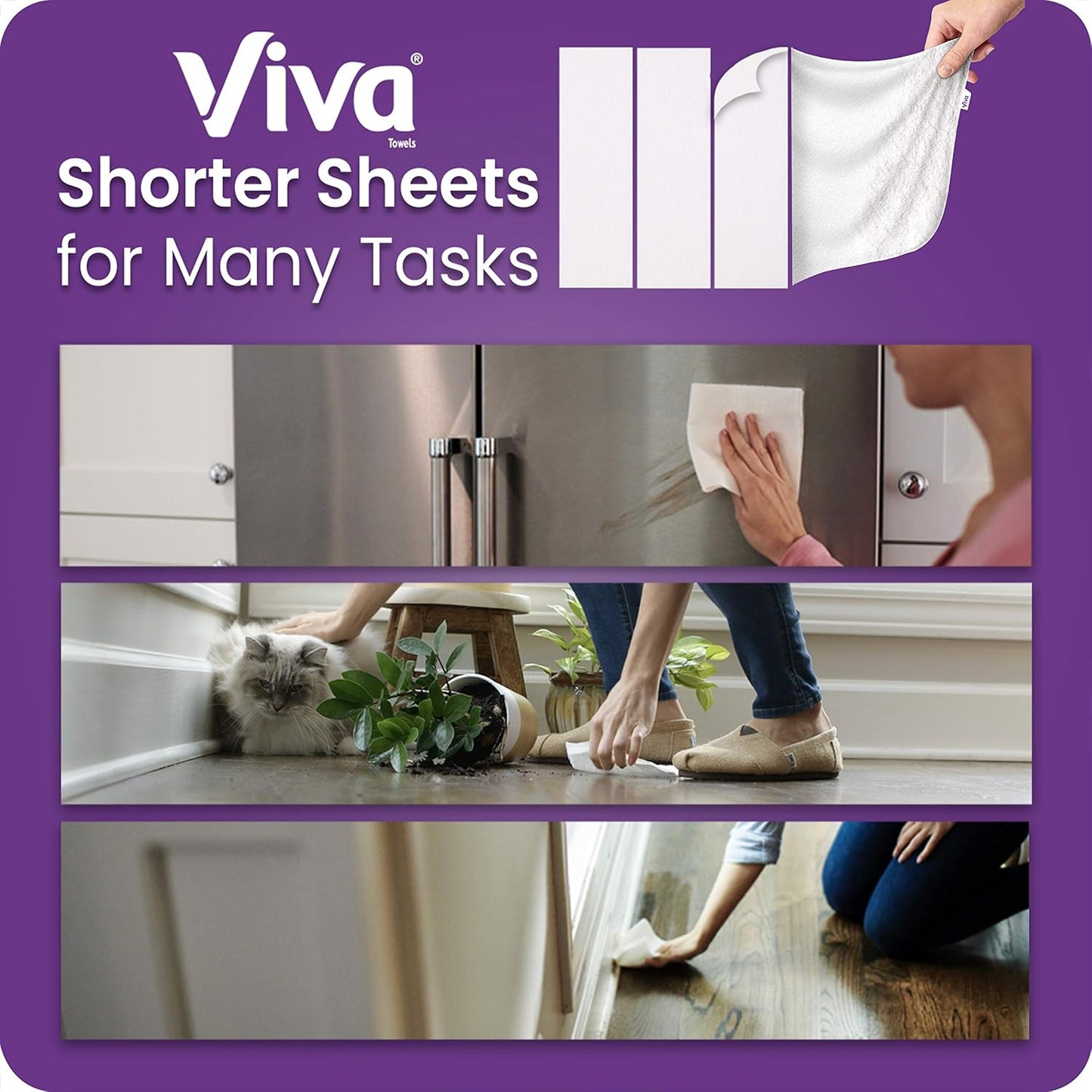 Viva Signature Cloth Paper Towels - Soft & Strong Kitchen Towels, White | 6 Count
