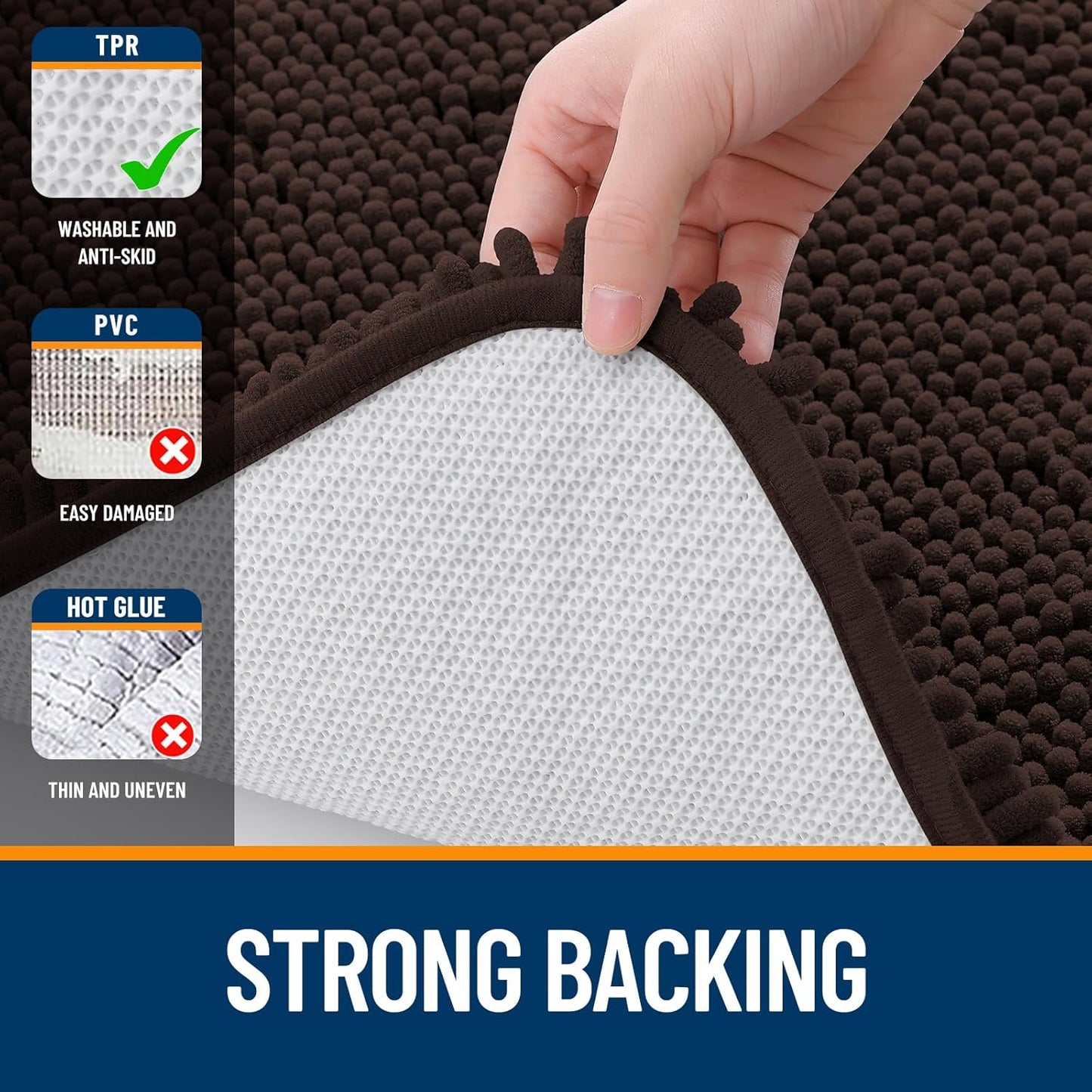 OLANLY Extra Soft Chenille Bathroom Rugs - Quick Dry & Machine Washable | 32x20, Brown