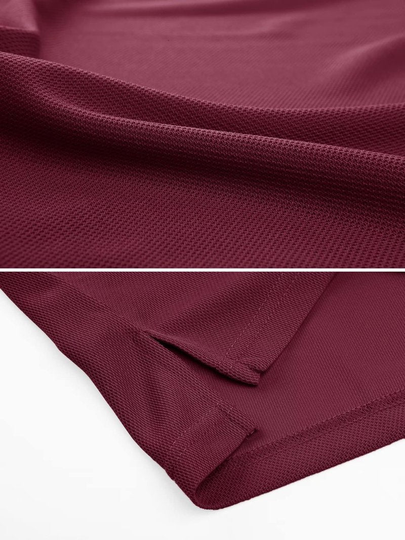 MAGCOMSEN Polo Shirts for Men Golf Shirts Quick Dry Collared Short-Sleeve Work Polo Performance Shirt Wine Red L