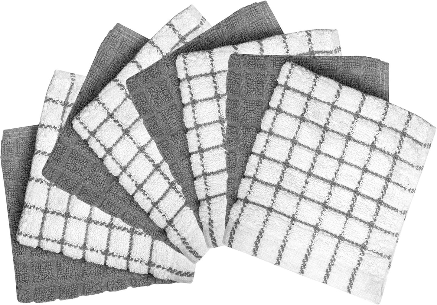 Bumble Dish Cloths - 100% Cotton Kitchen Towels | Soft & Highly Absorbent | 8 Pack, 12" x 12", Gray