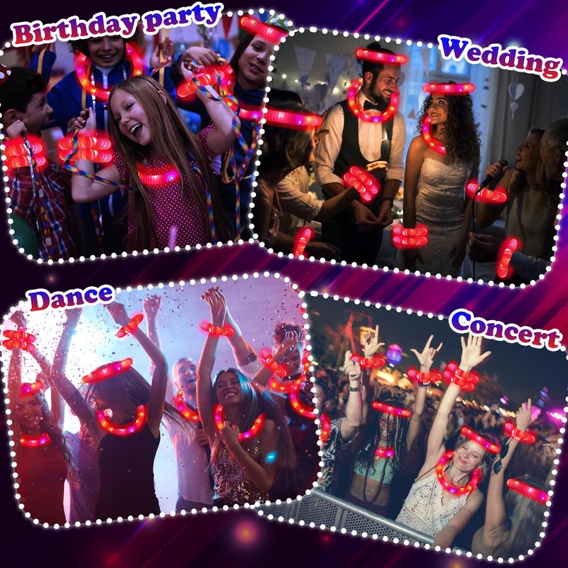 Red Graduation Glow Sticks Pop Tubes 24 PCS,Light Up Bracelets Necklaces,Glow Party Favors for Kids Graduation Party,Kindergarten Preschool End of School Year Goodie Bag Stuffers Classroom Prizes
