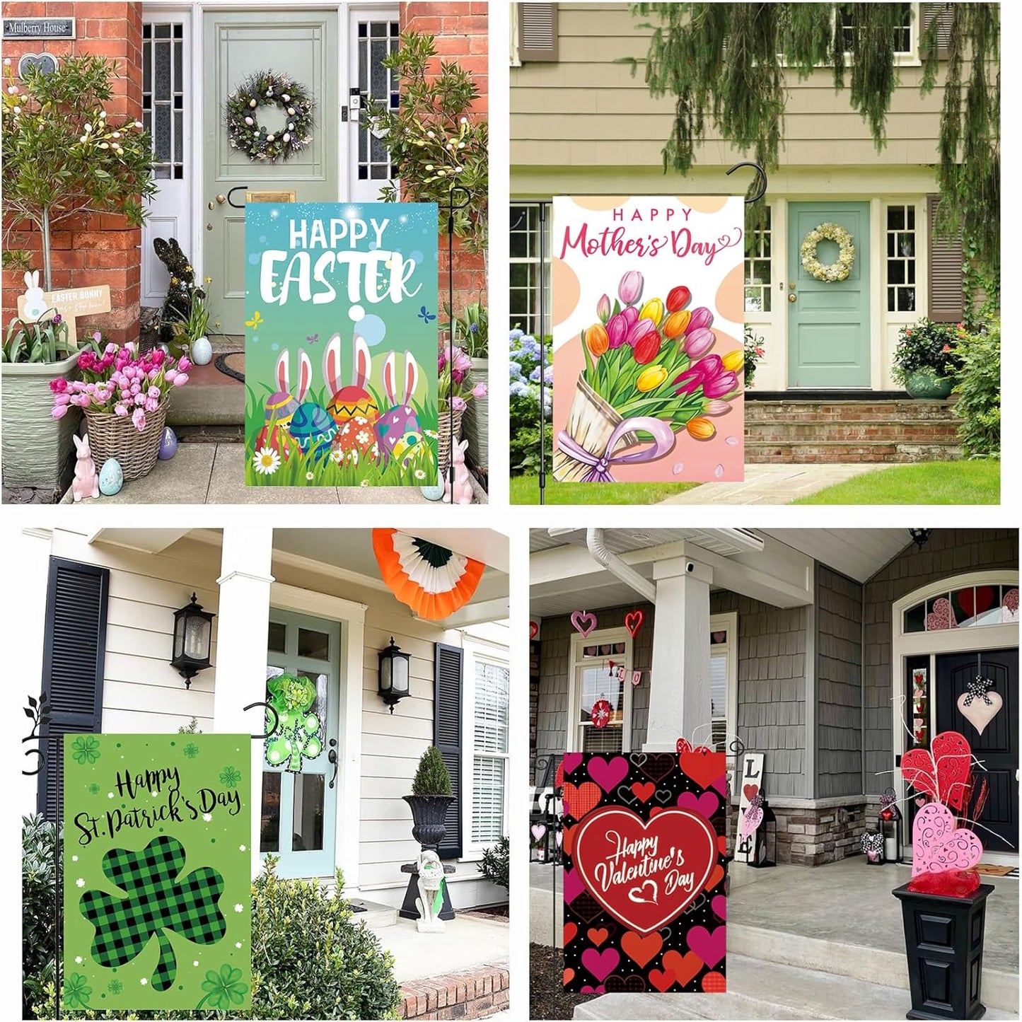 Seasonal Garden Flags by [Brand Name] - Set of 12 Double-Sided 12x18 Inch Yard Flags for Year-Round Outdoor Decor