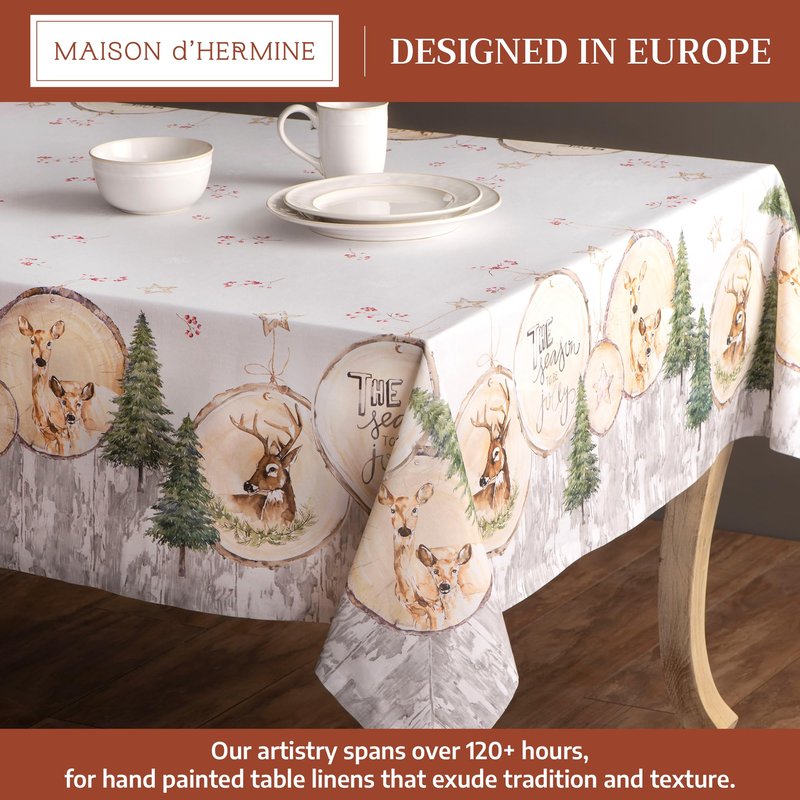 Maison d' Hermine Table Cloth Rectangle Table 100% Cotton 70 x 108 Inches Fall Tablecloth Reusable Everyday Use for Thanksgiving Christmas Decorations Dining Farmhouse Party (Mountain Life)