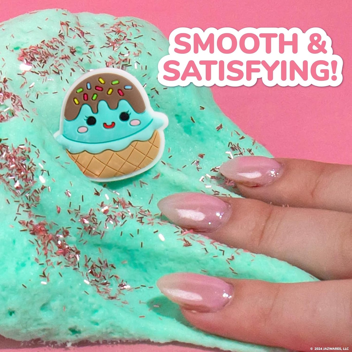 Squishmallows Maya The Ice Cream Cloud Slime - Chocolate-Scented 8 oz. Storage Container with Figurine Topper & Rubber Charm