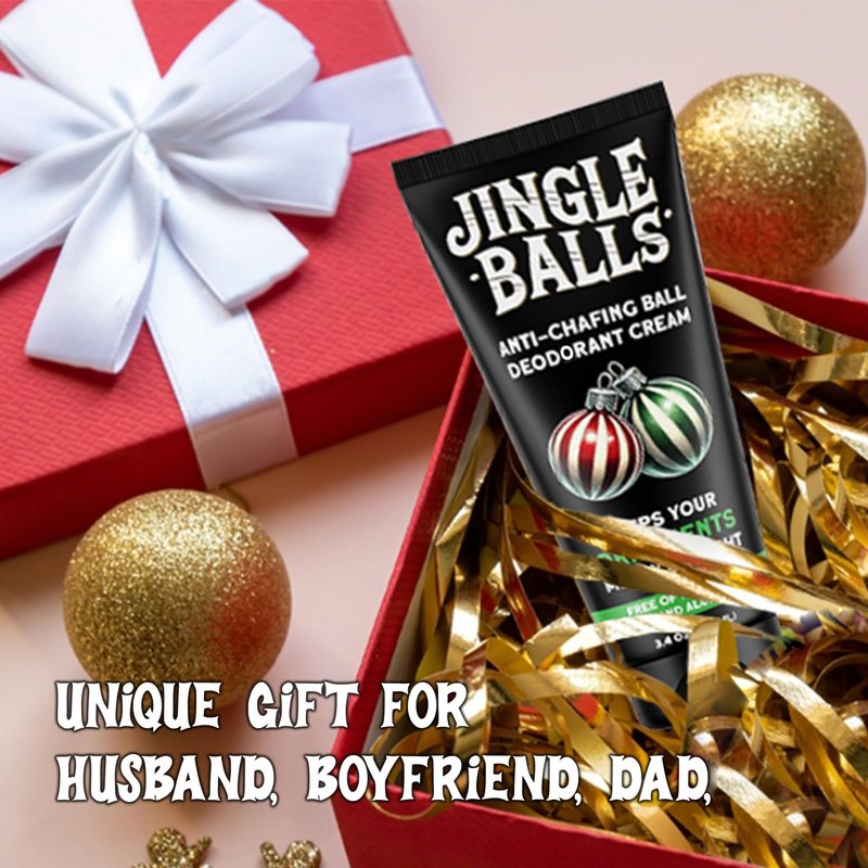 Pelto Jingle Anti-Chafing Cream Ball Deodorant for Men. 2025 Stocking Stuffers for Men Christmas Gifts For Husband Boyfriend, Unique Gifts for Him. White Elephant Gift Dad Boyfriend Secret Santa