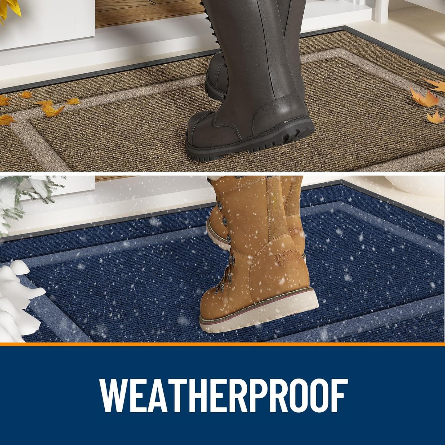 OLANLY Waterproof Front Door Mat - All-Season Indoor/Outdoor Doormat, Sturdy Rubber, Easy Clean | 29.5x17, Dark Grey