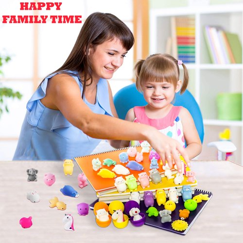 Claw Machine Prizes Toys Refill for Kids - 3X Surprise Eggs Easter Basket Stuffers, Easter Egg Fillers, Mochi Squishies 16pcs Mini Kawaii Cat Stress Relief Unicorn Party Favors Girls Classroom Prize