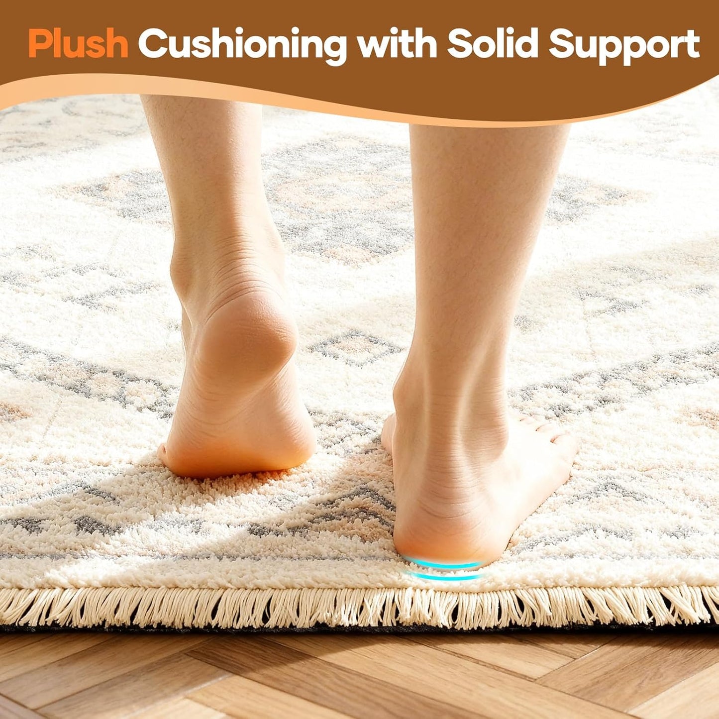 Veken Non-Slip Cushioned Rug Pad - 6 Ft Felt & Silicone Backing for Hardwood Floors | 1/8" Thick Anti-Skid Mat