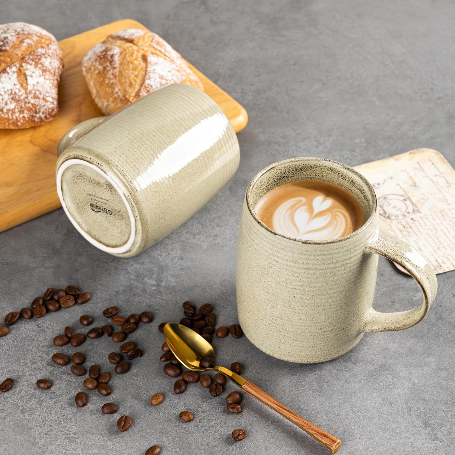 GBhome Large Coffee Mugs Set of 4, 18oz Handmade Ceramic Coffee Mugs Set with Gradient color for Latte/Tea/Beer/Hot Cocoa, Dishwasher & Microwave Safe, Cappuccino