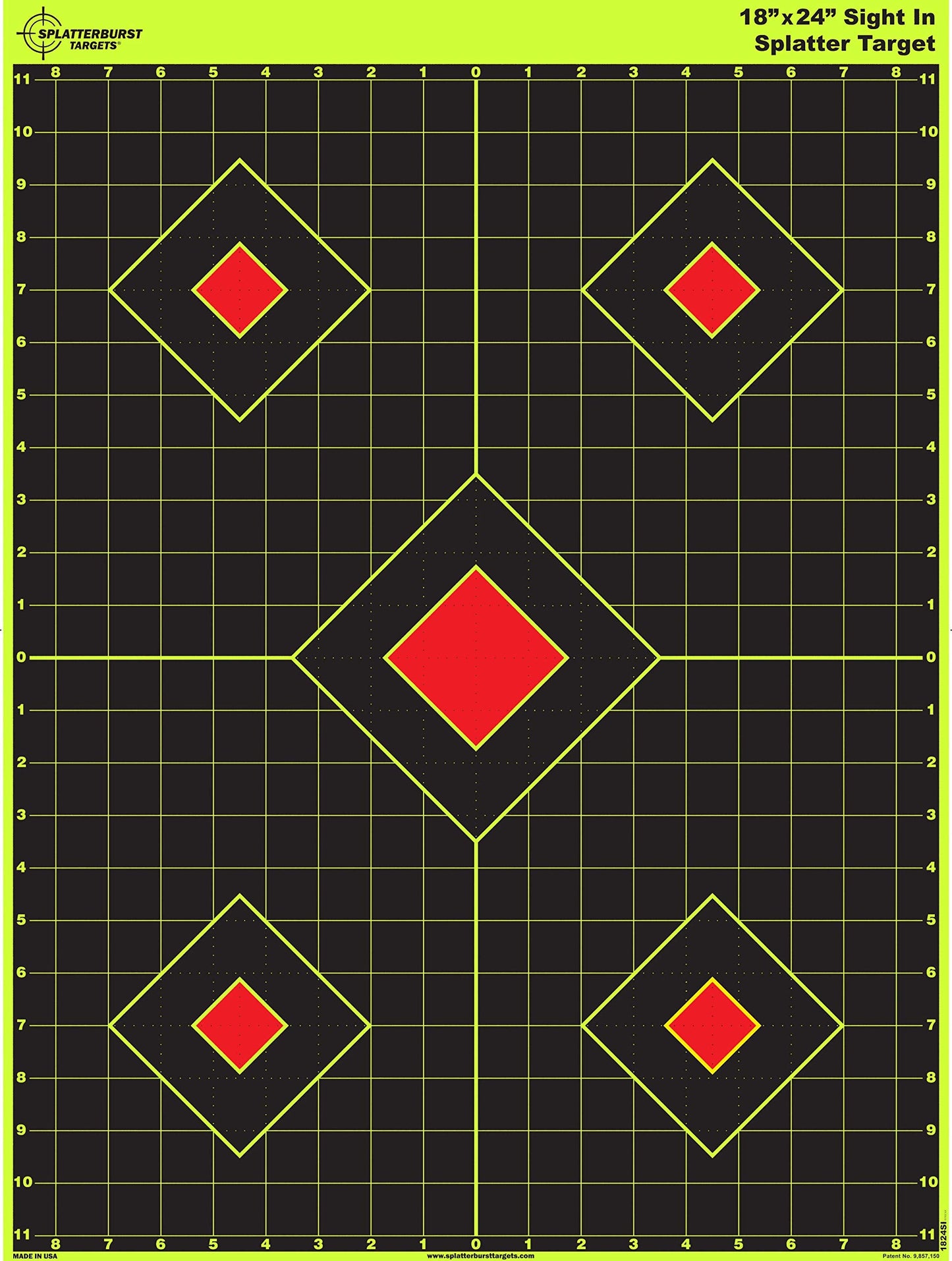 Splatterburst Targets - 18 x 24 inch - Sight in Splatter Target - Easily See Your Shots Burst Bright Fluorescent Yellow Upon Impact - Made in USA (10 Pack)